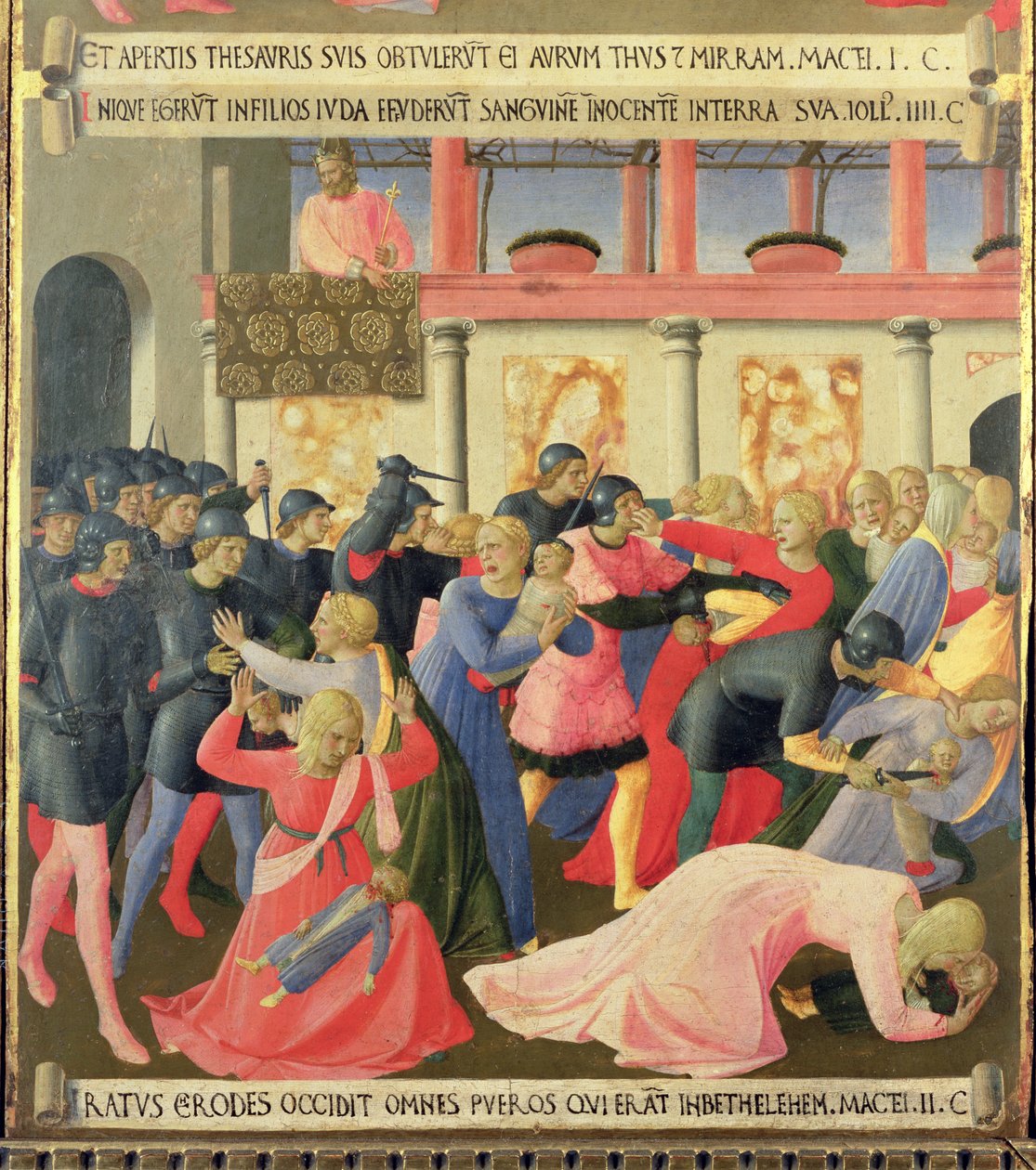 The Massacre of the Innocents, detalj fra panel 1 av Silver Treasury of Santissima Annunziata, ca. 1450-53 (tempera på panel) av Fra Angelico