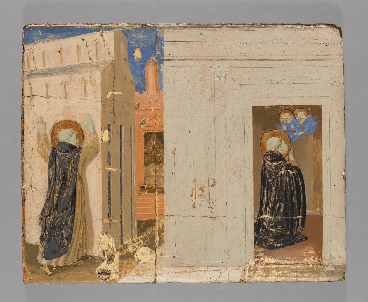 Die Vision von Papst Innozenz III.; Heilige Petrus und Paulus erscheinen dem Heiligen Dominikus av Fra Angelico