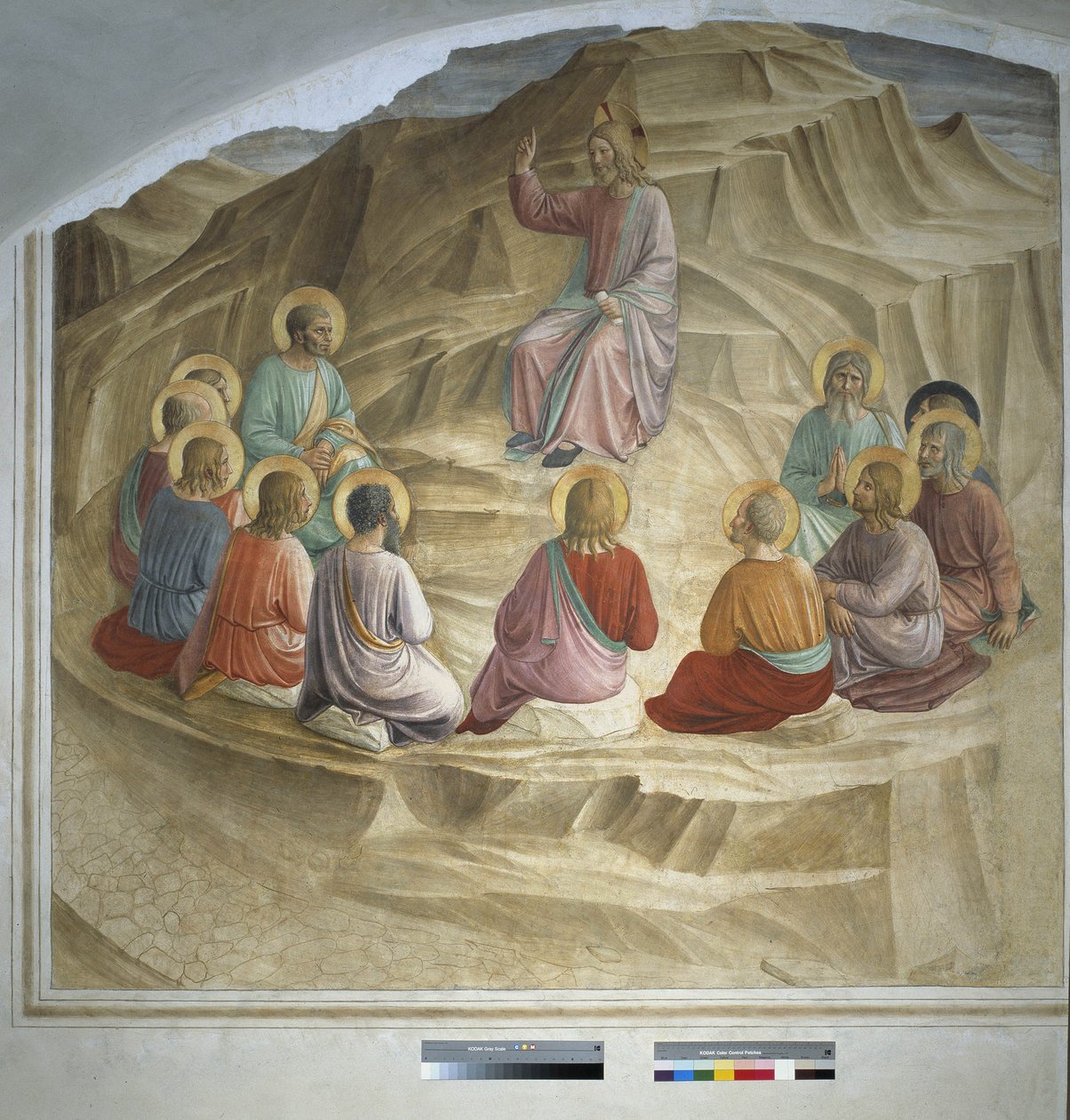 prekenen på fjellet: Kristus taler til apostlene 1438 av Fra Angelico