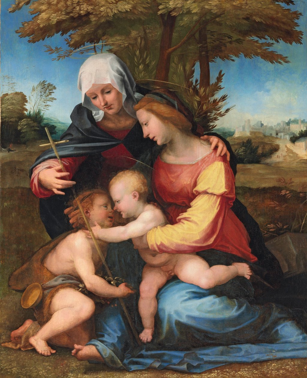 Madonnaen og barnet i et landskap med Saint Elizabeth og spedbarnet Saint John the Baptist, 1516 av Fra Bartolomeo