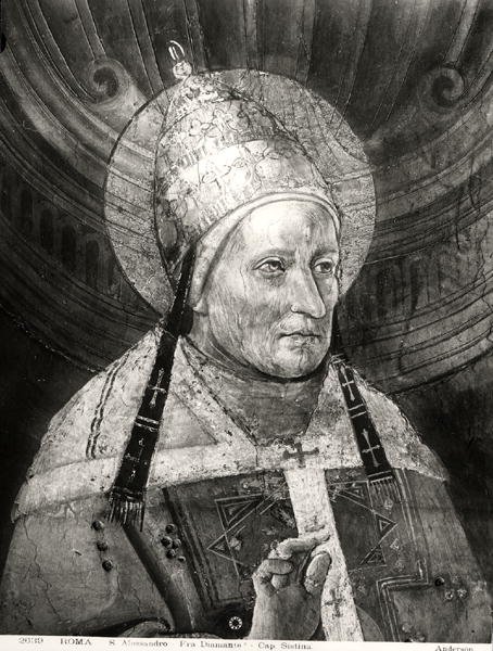 Alexander I (d.115) fra Det sixtinske kapell (freskomaleri) (s/hvitt-bilde) av Fra Diamante