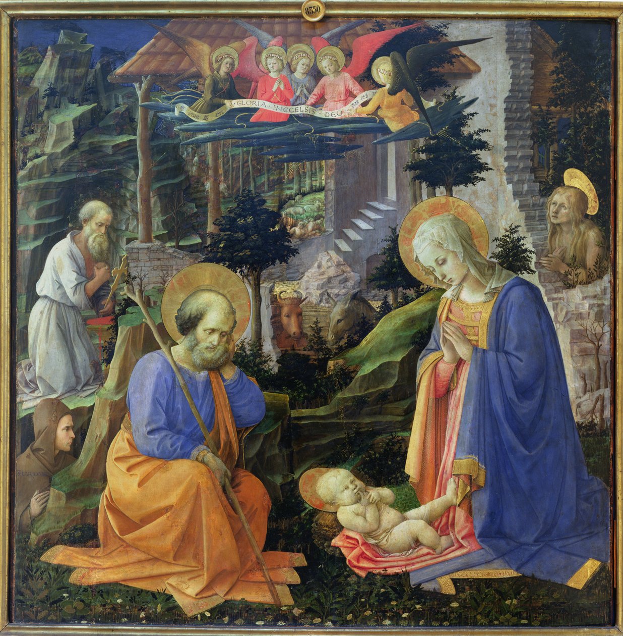 Tilbedelse av barnet med SS. Hilary, Jerome, Mary Magdalene og Angels (tempera på panel) av Fra Filippo Lippi