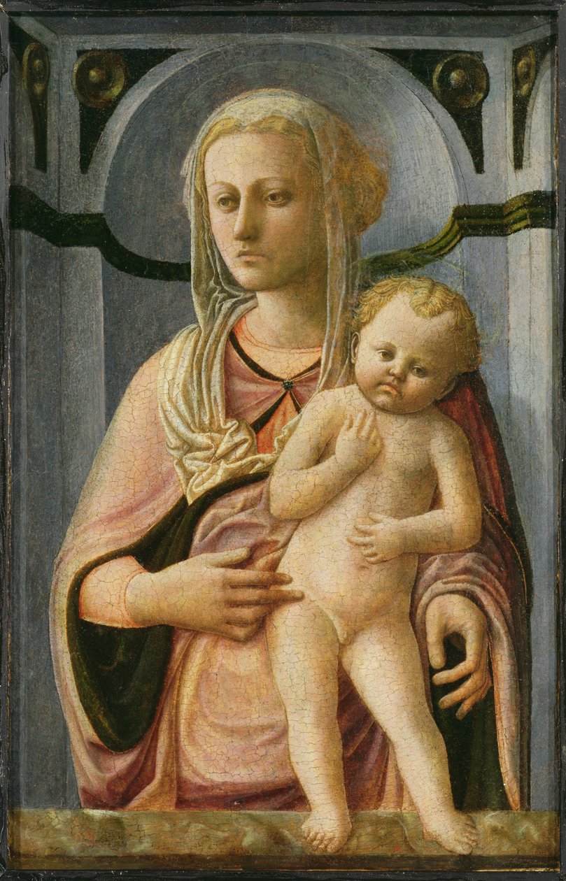 Madonna og barn, detalj, ca. 1435 (tempera på panel) av Fra Filippo Lippi