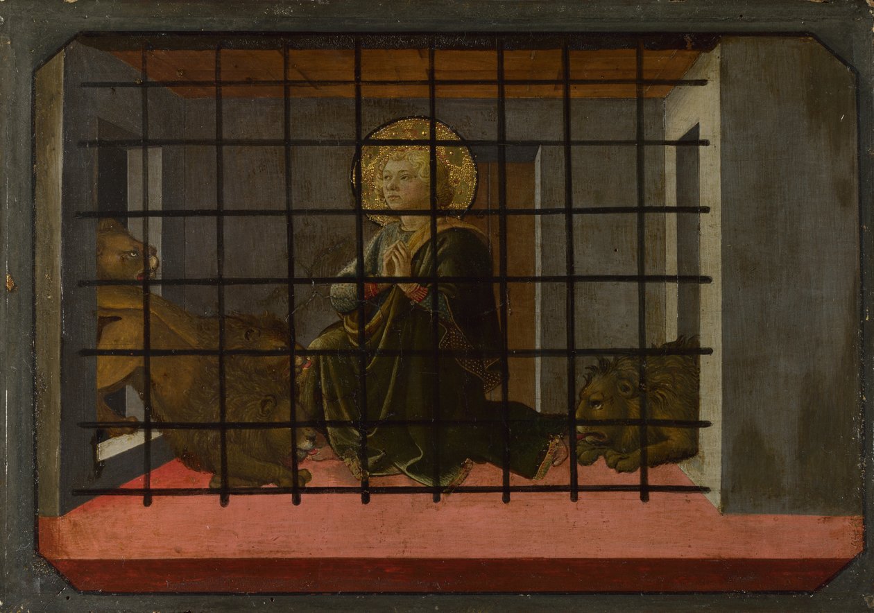 Saint Mamas i fengsel kastet til Lions Predella Panel av Pistoia Santa Trinità altertavle, 1455-1460 av Fra Filippo Lippi