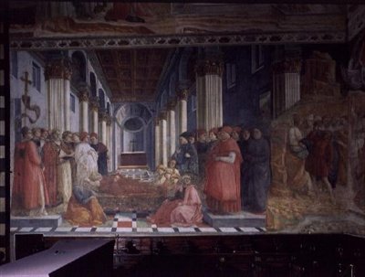 Feiringen av St. Stefans relikvier (som viser en del av St. Stefans martyrium), 1452-66 (se også 63780 og 63781) av Fra Filippo Lippi