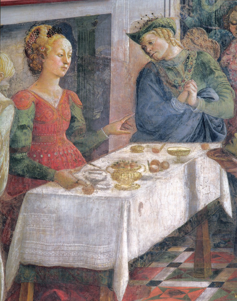 Herodes høytid; detalj som viser Herodius, fra freskosyklusen The Lives of SS. Stephen og døperen Johannes fra Capella dell"Assunta av Fra Filippo Lippi