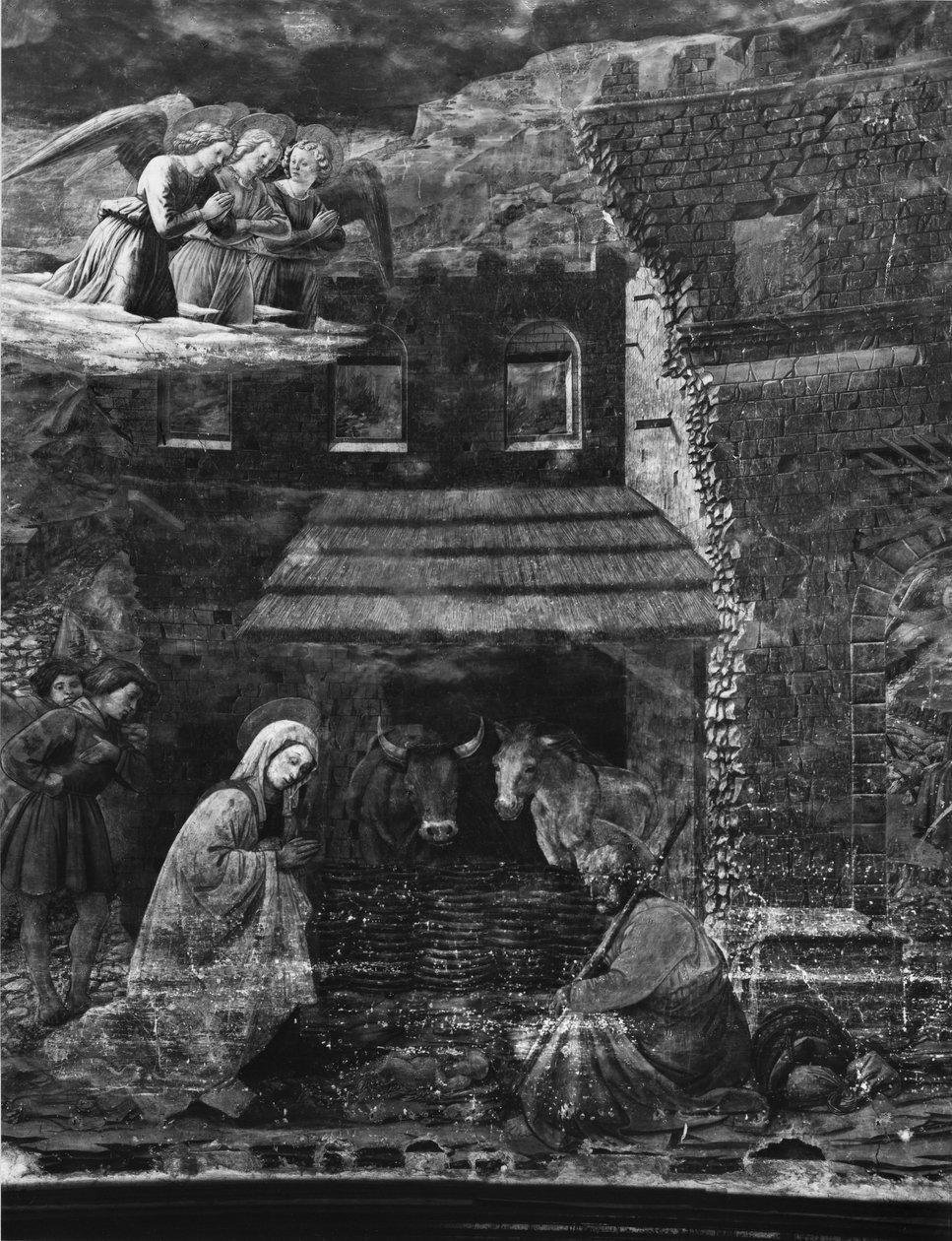 Fødselen, en av scenene fra freskosyklusen til Jomfruens liv i apsis til katedralen av Fra Filippo Lippi