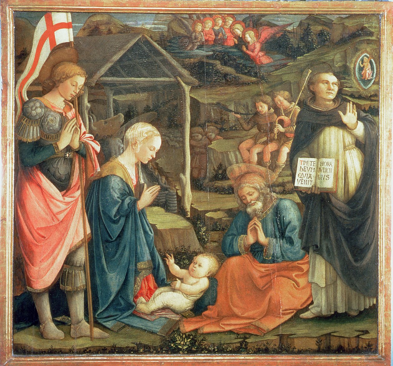 Fødselen med SS. Michael og Dominic, 1470 av Fra Filippo Lippi
