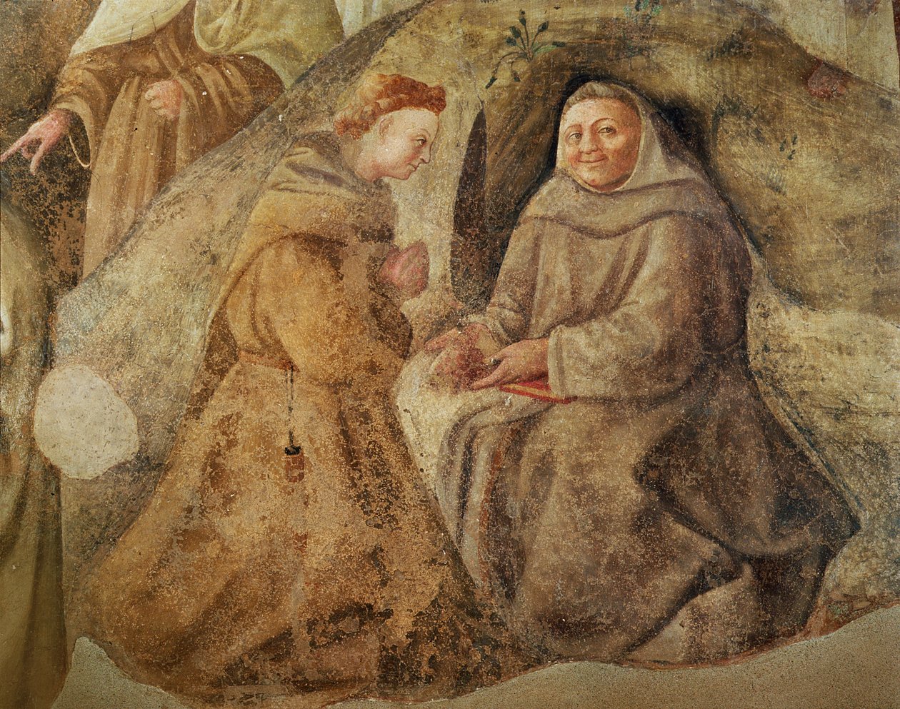 The Reform of the Carmelite Rule, detalj av to karmelittbrødre, ca. 1422 freskomaleri fra 94764 av Fra Filippo Lippi