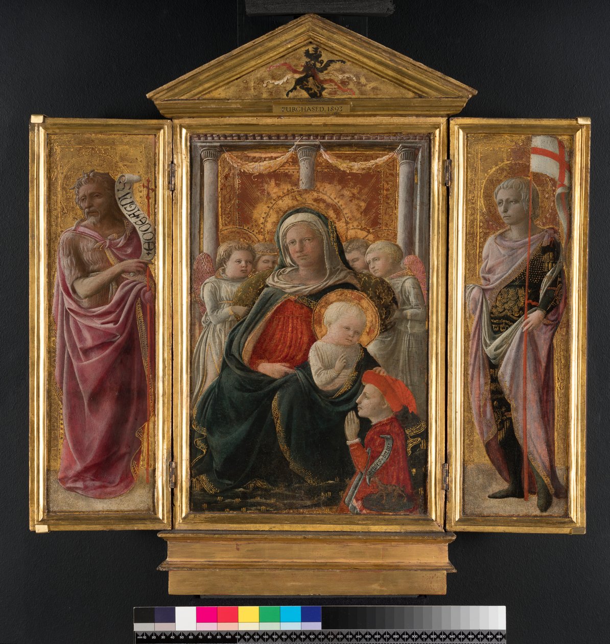 Triptyk: Madonna og barn med døperen Johannes og St. Georg, ca. 1437 (panel) av Fra Filippo Lippi