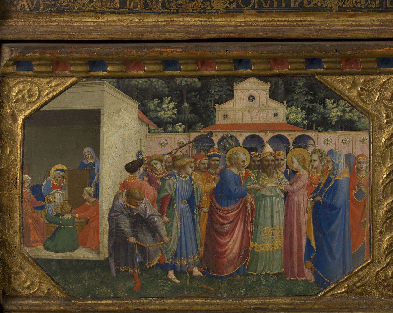 Mary and Joseph The Annunciation retable med 5 Predella-scener, 1430-1432 av Fra Giovanni Angelico da Fiesole