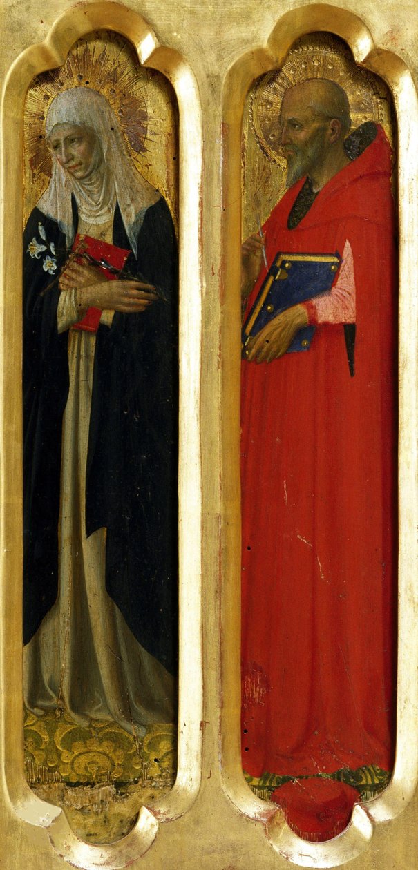 Den hellige Katarina av Siena og den hellige Jerome fra Perugia-altertavlen, ca 1437. av Fra Giovanni Angelico da Fiesole