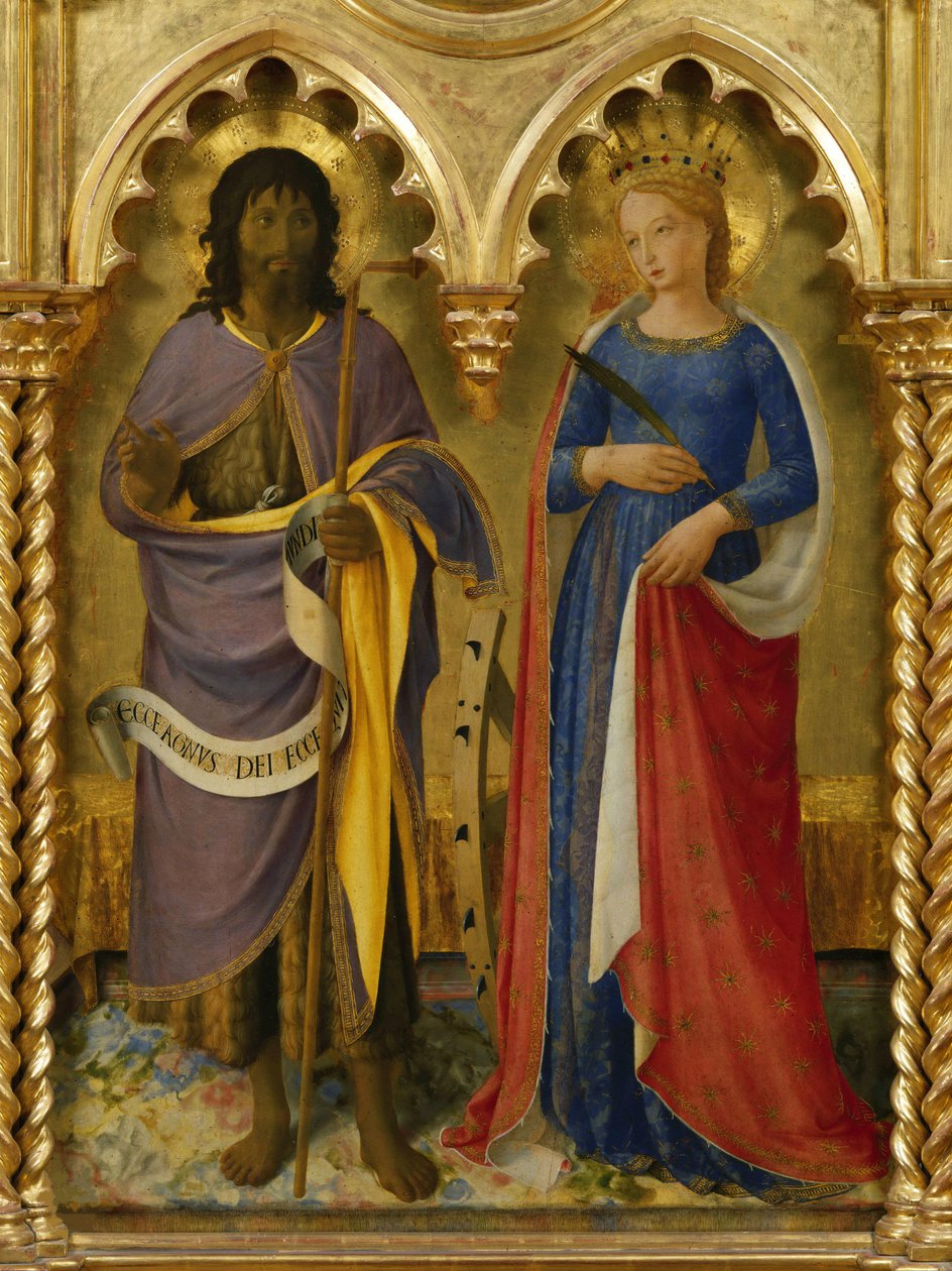 Døperen Johannes og den hellige Katarina av Alexandria fra Perugia-altertavlen, ca 1437. av Fra Giovanni Angelico da Fiesole
