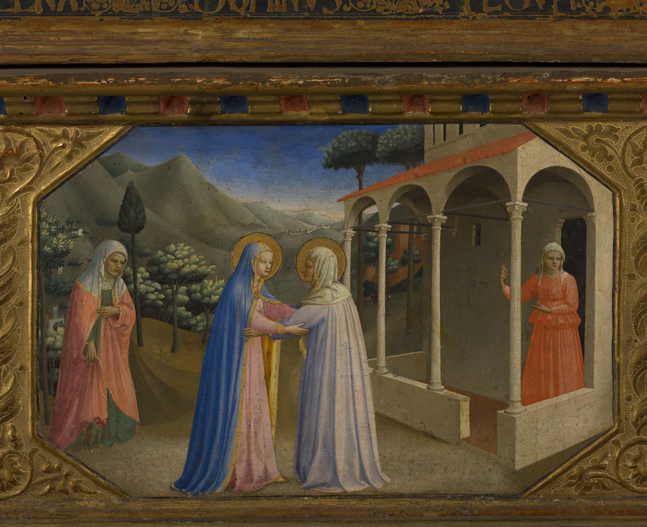 The Visitation The Annunciation retable med 5 Predella-scener, 1430-1432 av Fra Giovanni Angelico da Fiesole