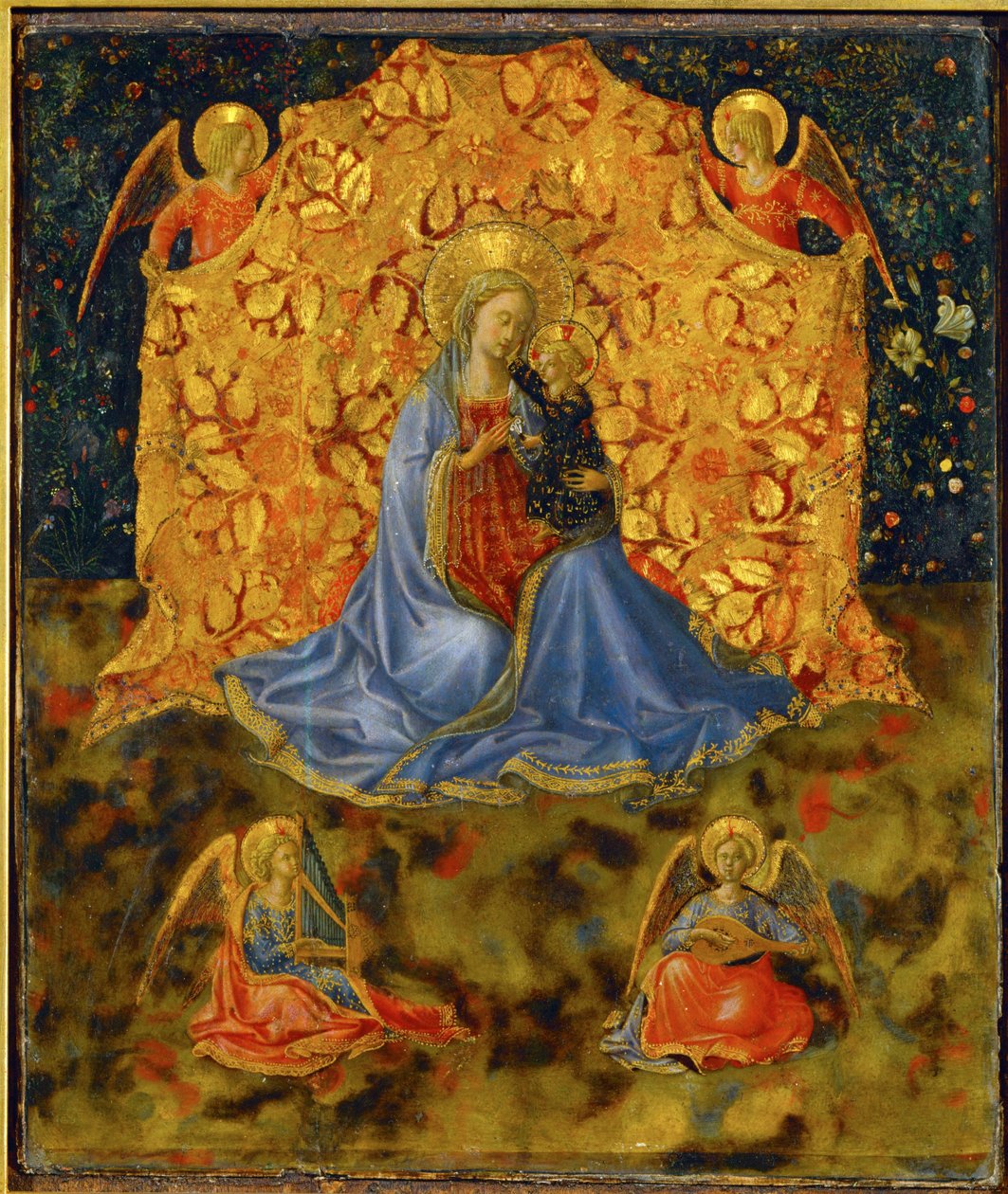 Madonna og engler (maleri på lerret) av Fra & Lippi F (c.1406-69) Angelico