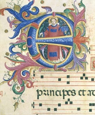 Missal 558 f.156v Historikert initial 