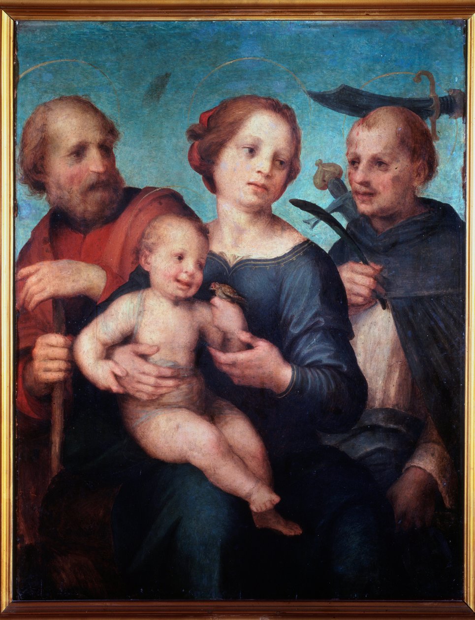 Hellig familie med St Peter Martyr (eller hellig samtale) - Maleri av Fra da Pistoia Paolino