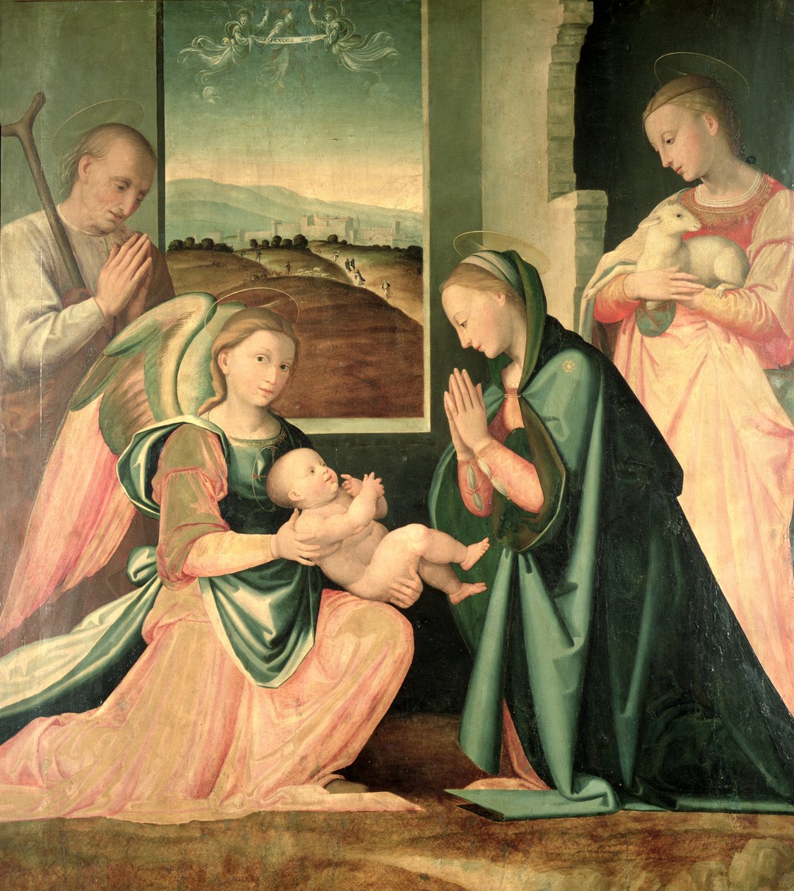 Den hellige familie med St. Agnes av Fra da Pistoia Paolino