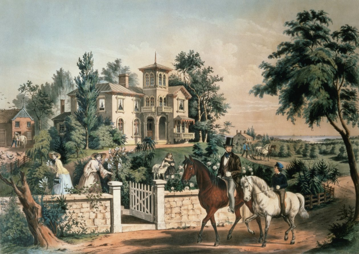 American Country Life, gravert av Nathaniel Currier (1813-88) pub. av Currier og Ives, New York, 1855 av Frances Flora Bond Palmer