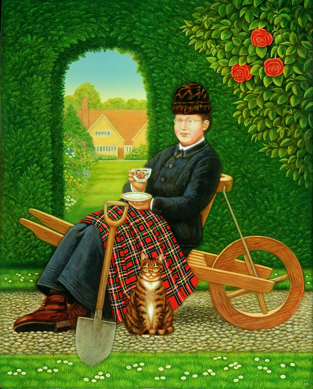 Gertrude Jekyll (1843-1932) Spardronningen, 1996 (olje og tempera på panel) av Frances Broomfield