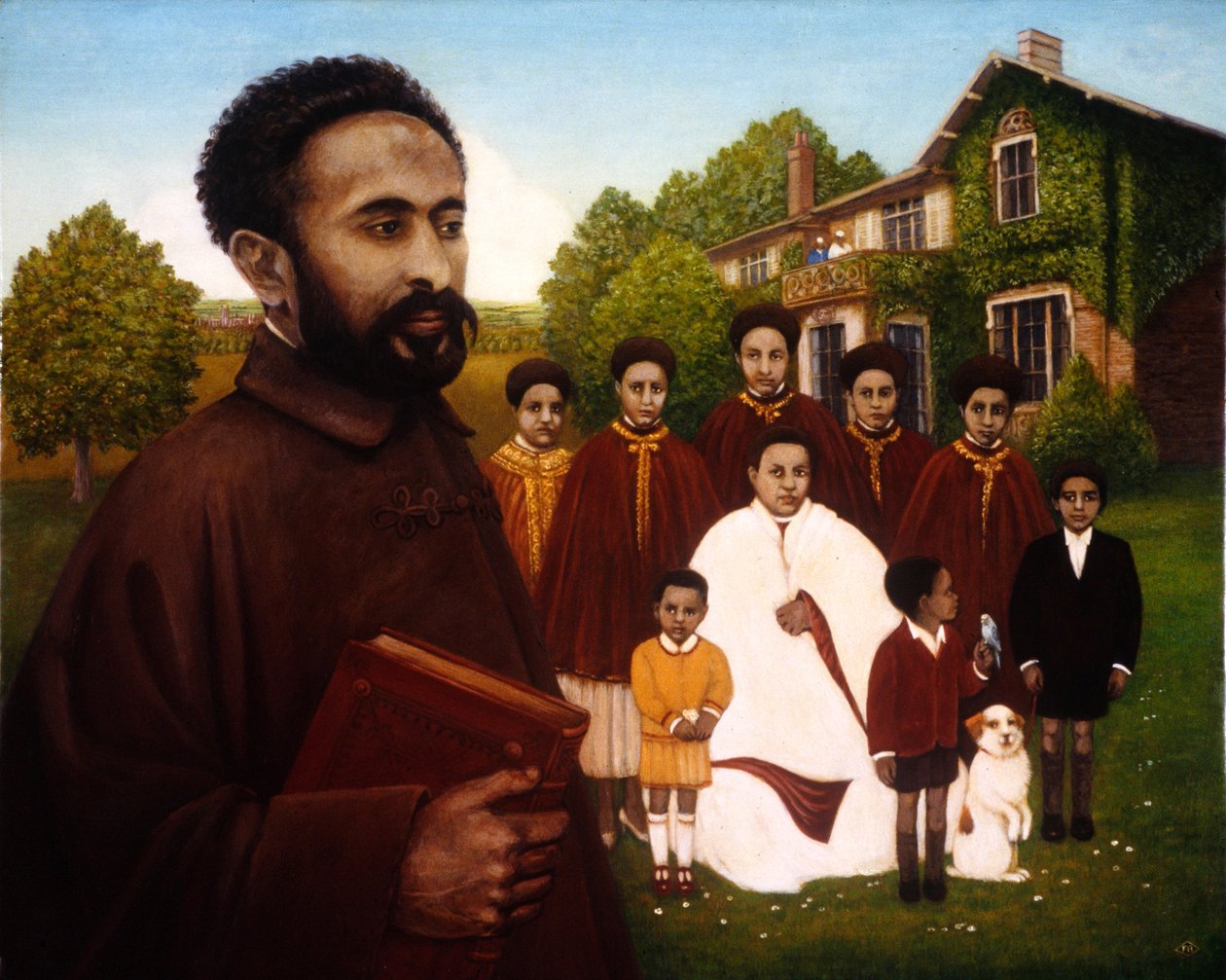 Haile Selassie i eksil, 1987 (olje og tempera på panel) av Frances Broomfield
