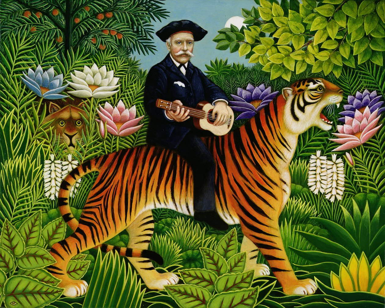 Henri Rousseaus drøm, 1997 (olje og tempera på panel) av Frances Broomfield