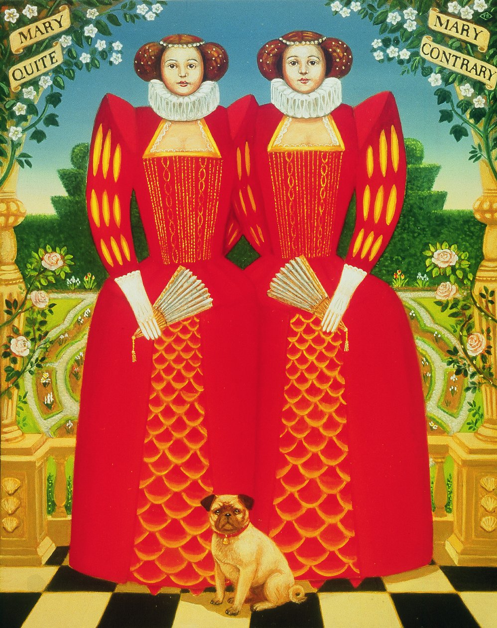 Mary Mary, 1995 (olje og tempera på panel) av Frances Broomfield