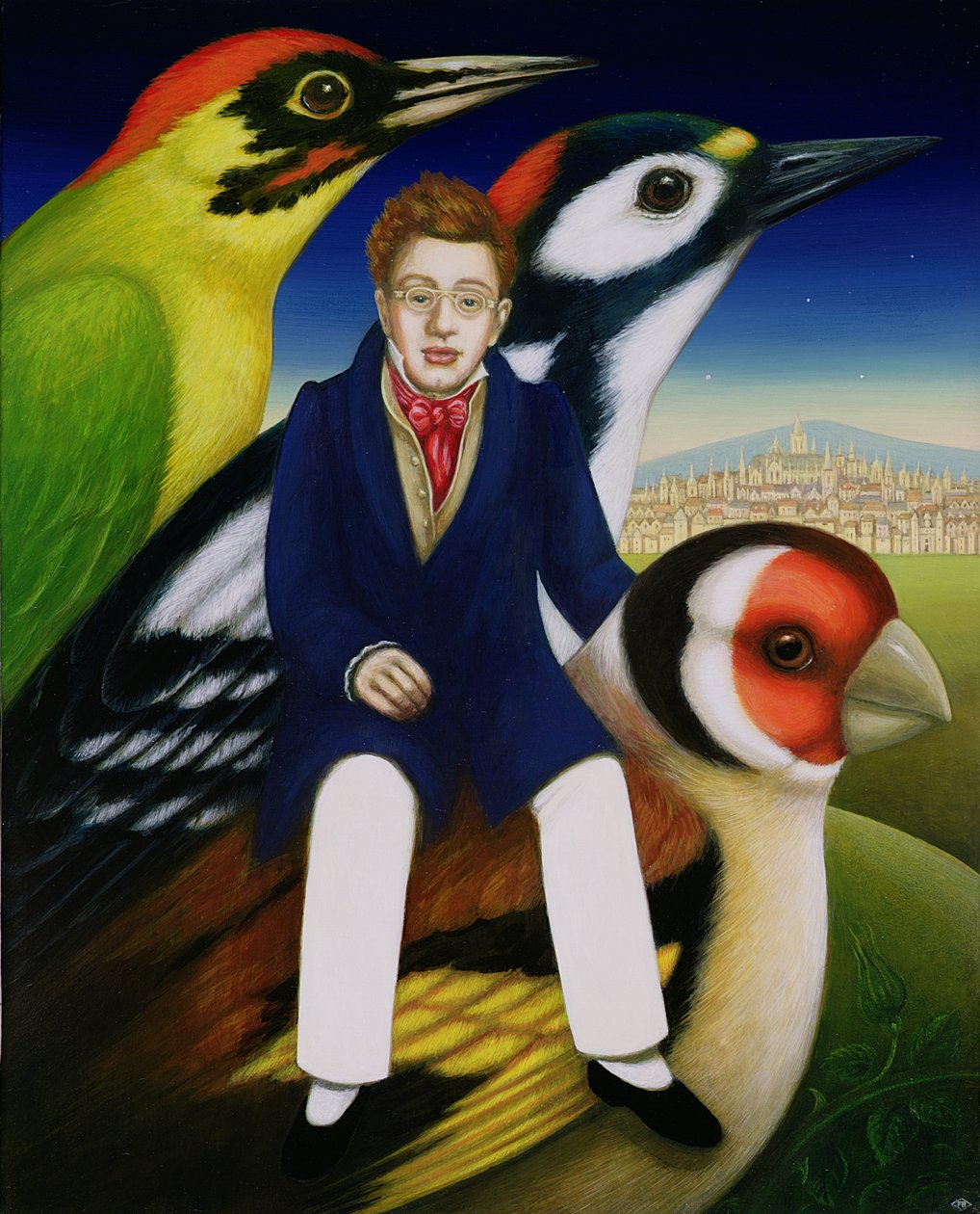 Schubert and the language of birds, 2000 (olje og tempera på panel) av Frances Broomfield