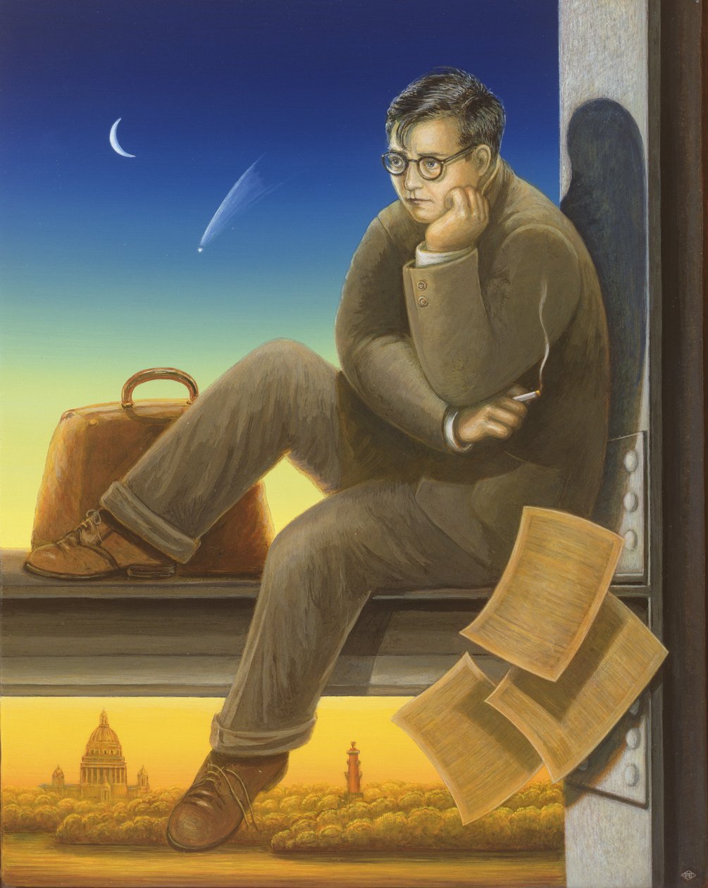 Shostakovich (1906-75) 2003 (olje og tempera på panel) av Frances Broomfield