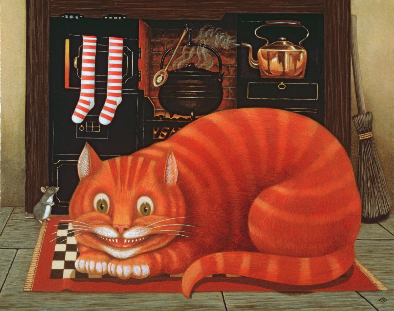 The Cheshire Cat, 1993 (olje og tempera på panel) av Frances Broomfield