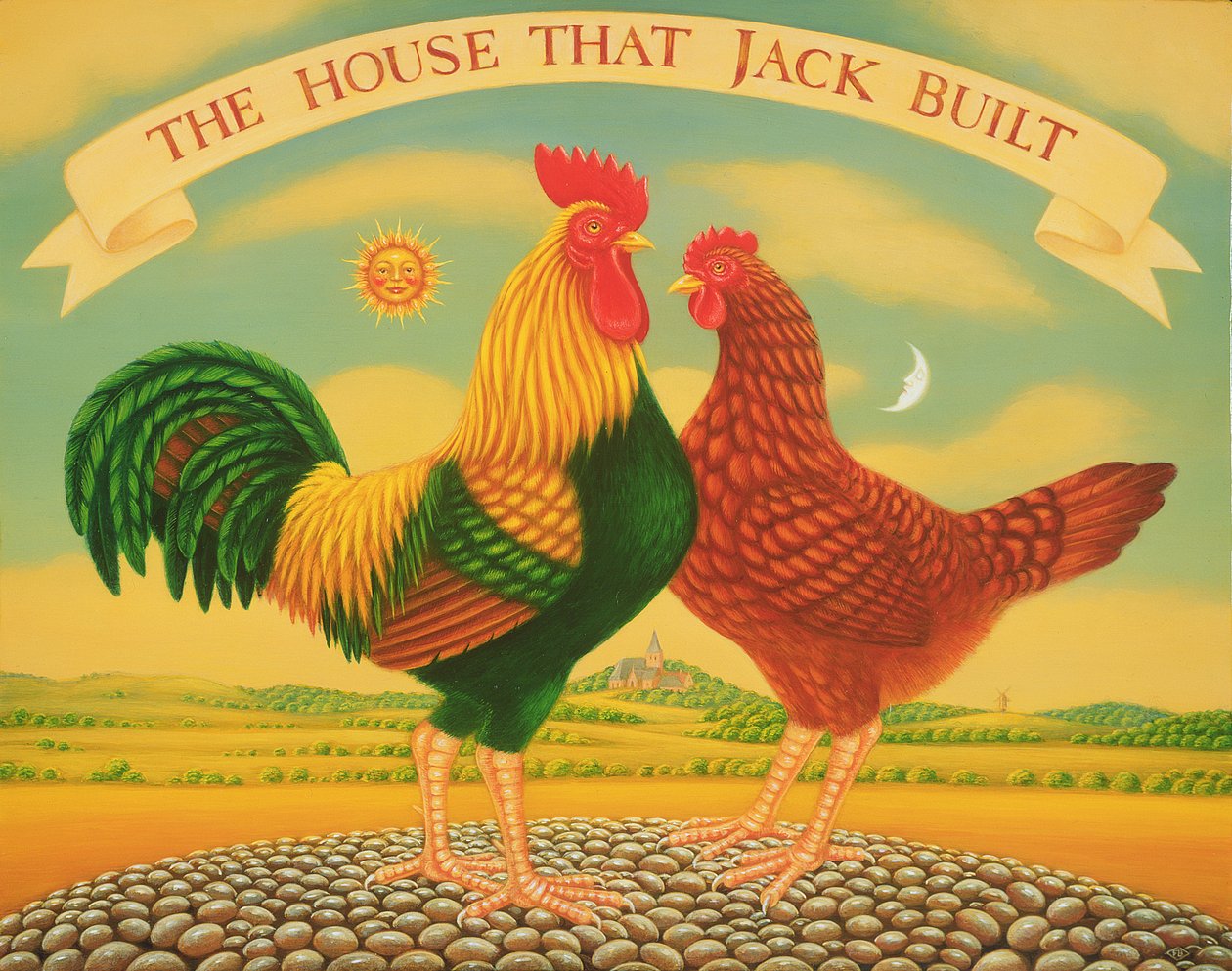 The House that Jack Built, 1996 (olje og tempera på panel) av Frances Broomfield