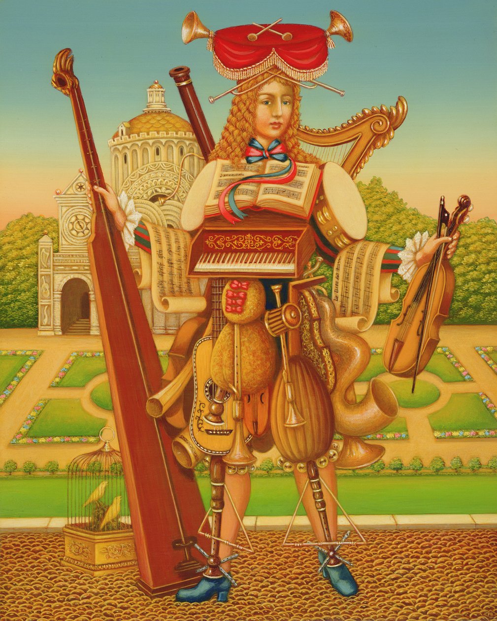 The Musicians Garden, 1997 (olje og tempera på panel) av Frances Broomfield
