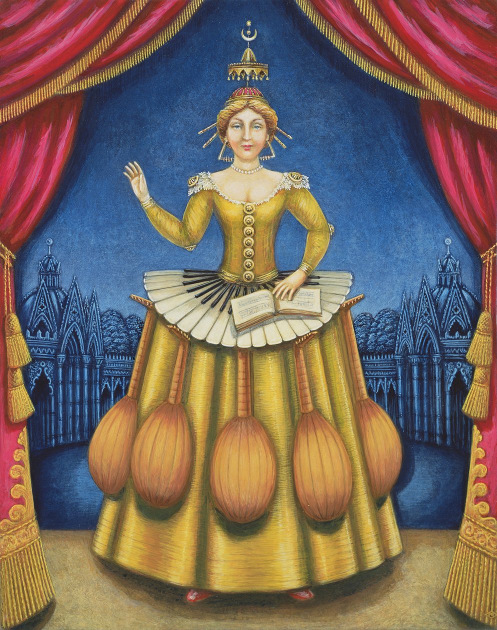The Musicians Wife, 2002 (olje og tempera på panel) av Frances Broomfield