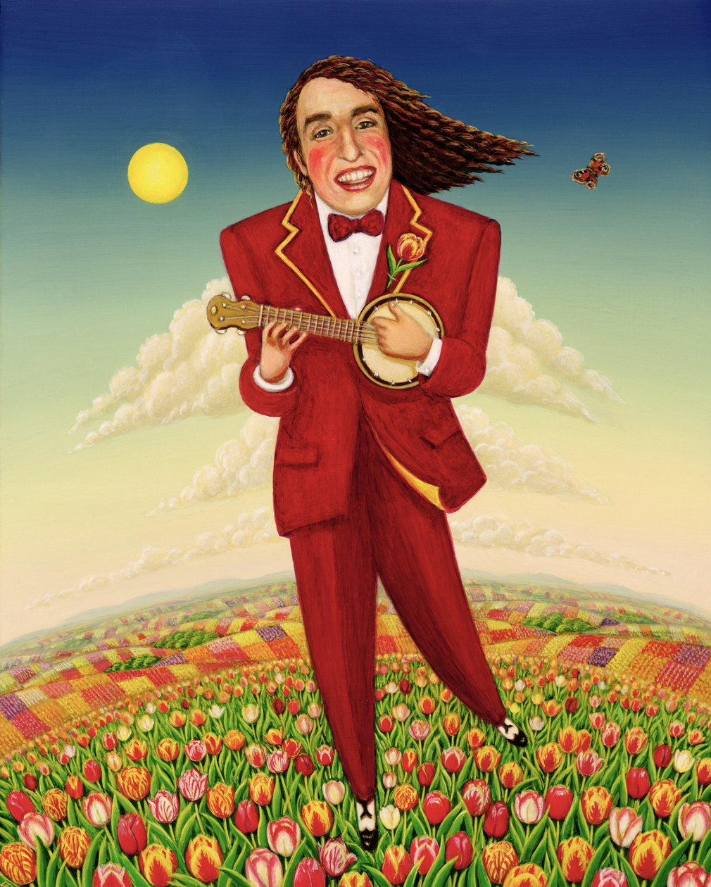 Tiptoe Through the Tulips, 2000 (olje og tempera på panel) av Frances Broomfield