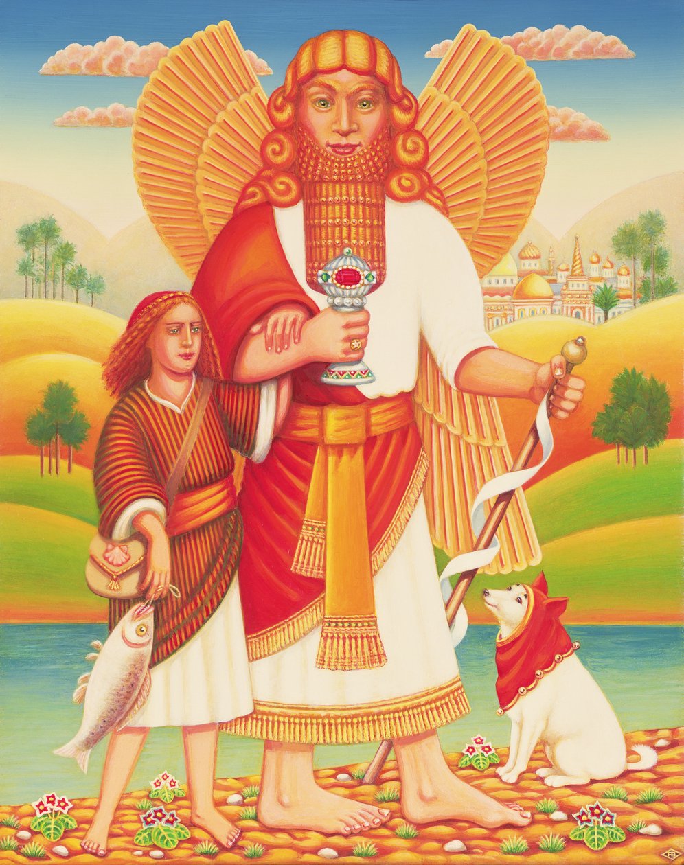 Tobias and the Angel, 2009 (olje og tempera på panel) av Frances Broomfield