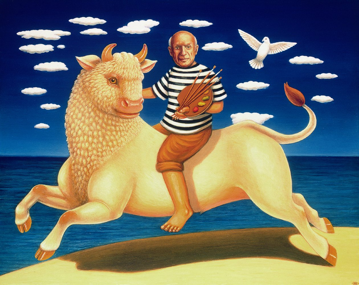 Yo Picasso, 2003 (olje og tempera på panel) av Frances Broomfield