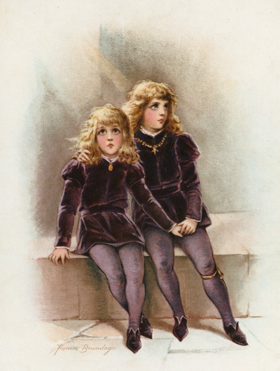 Prinsene i tårnet (chromolitho) av Frances Brundage