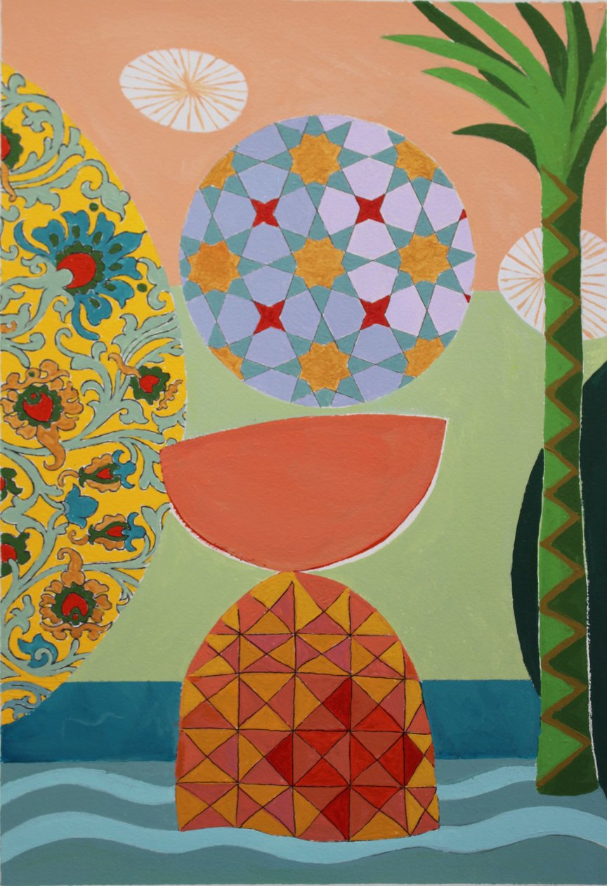 A Delicate Balance, 2022 (akryl på arkivakvarellpapir) av Frances Ferdinands
