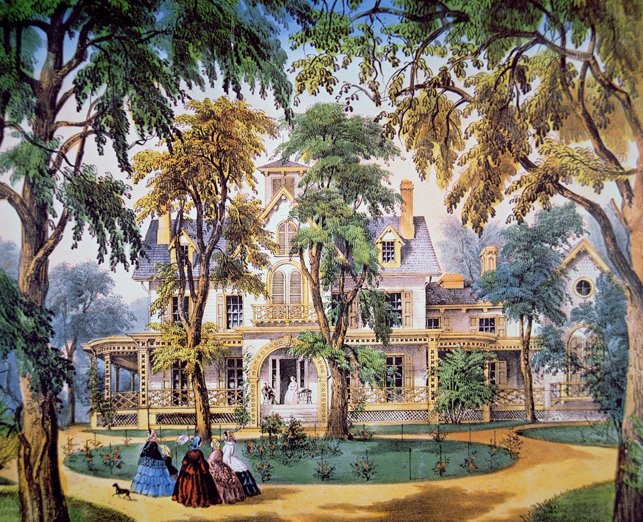 Et planters hus, ca. 1858 (farge litho) av Frances Flora Bond (c.1812 76) Palmer