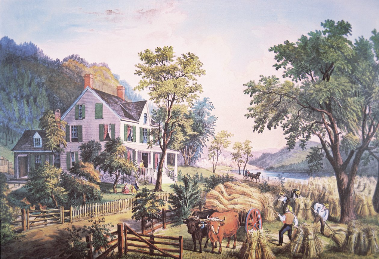 American Farm Scene av Frances Flora Bond (c.1812 76) Palmer