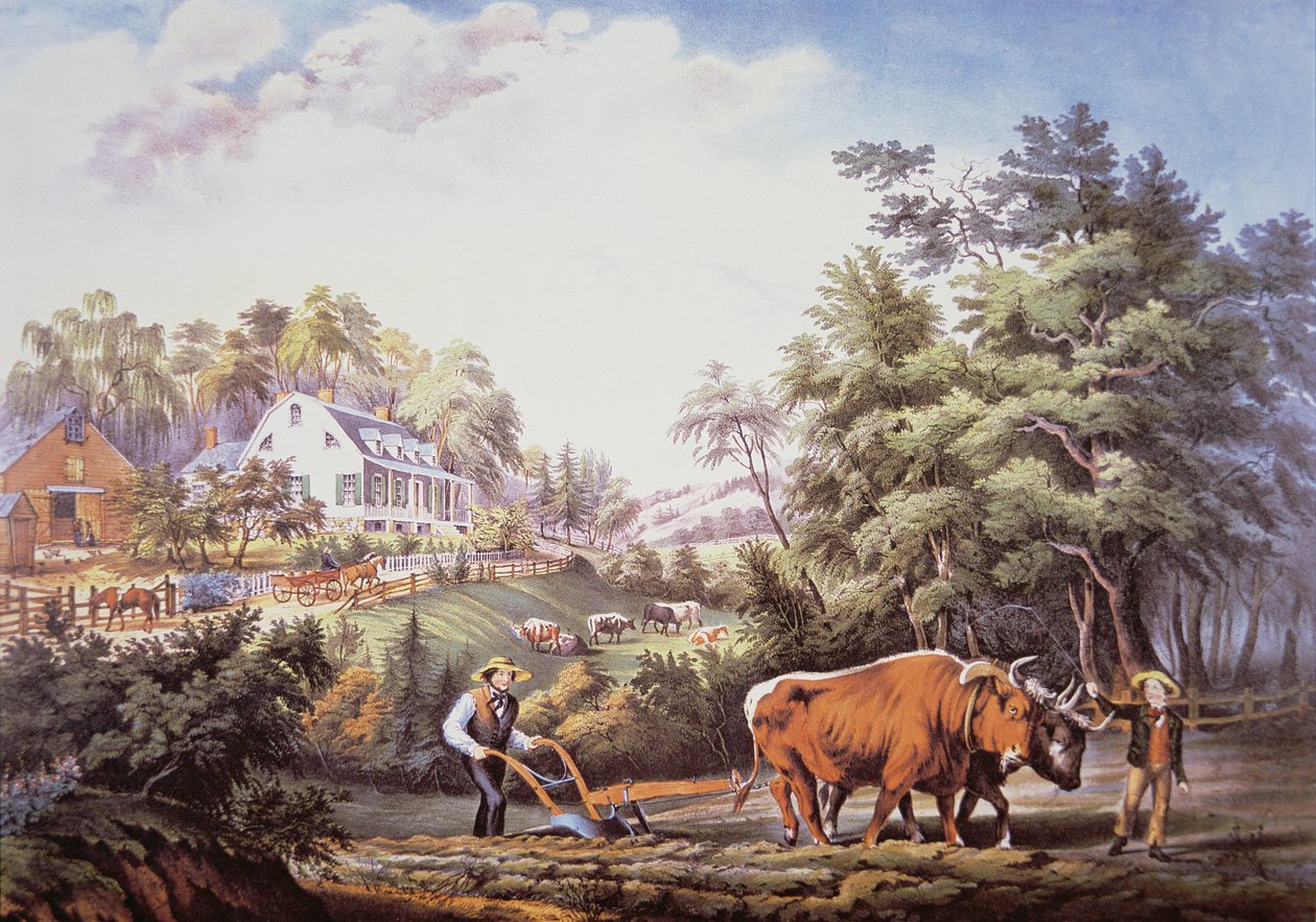 American Farm Scene av Frances Flora Bond (c.1812 76) Palmer