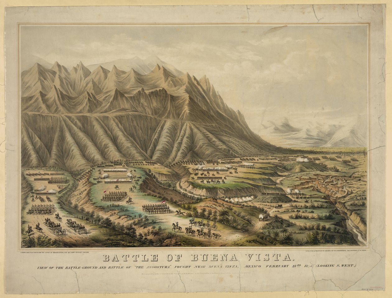 Preparations for the Battle of Buena Vista also known as the Battle of Angostura, between General Zachary Taylor and General Antonio Lopez de Santa Anna