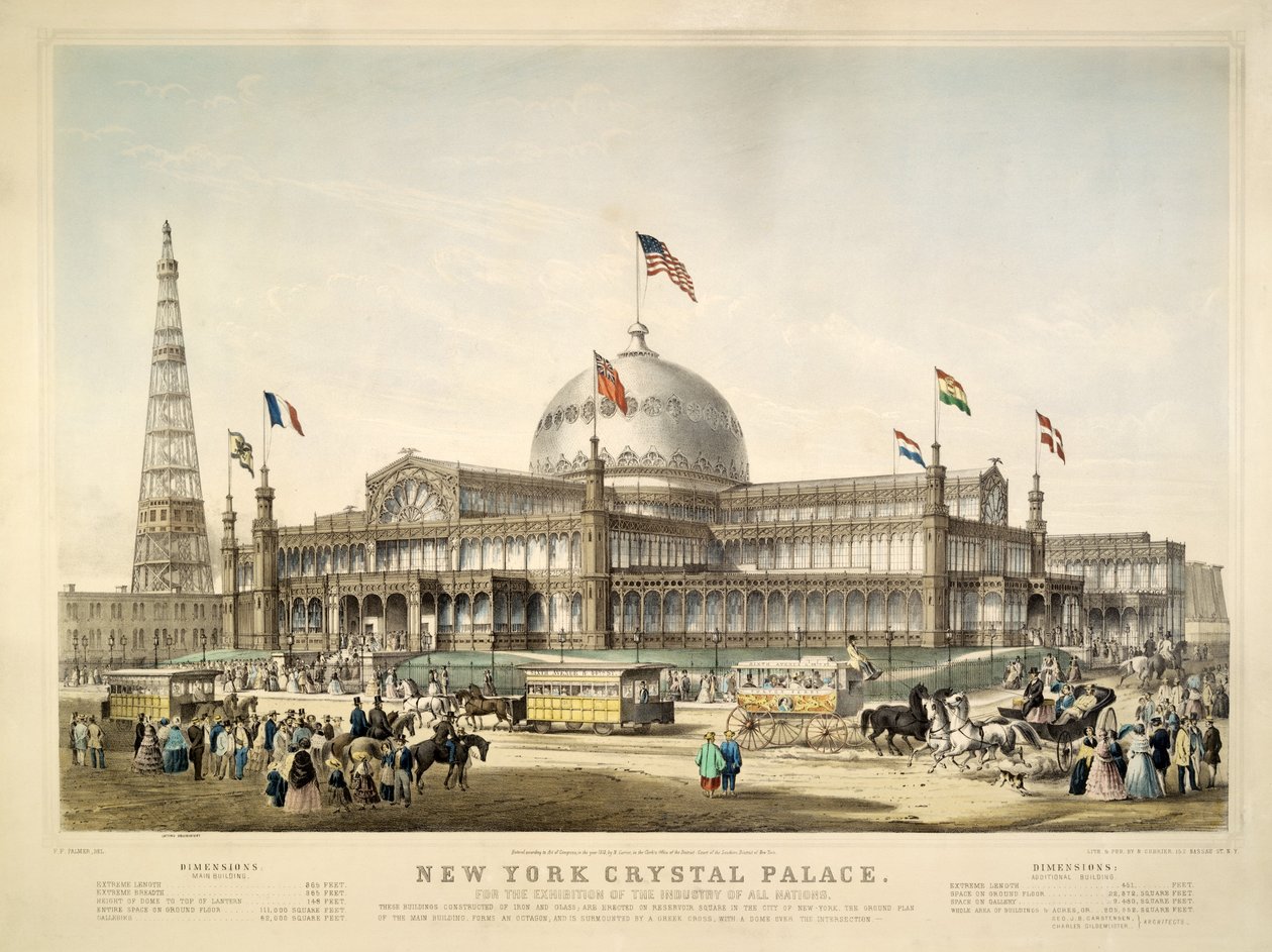 New York Crystal Palace, pub. 1853 av Currier & Ives av Frances Flora Bond Palmer