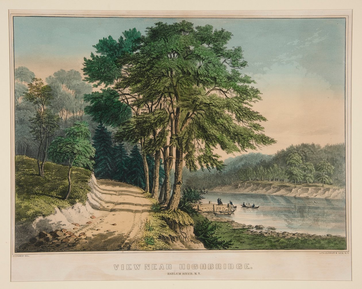 Utsikt nær Highbridge. Harlem River, N.Y. av Frances Flora Bond Palmer