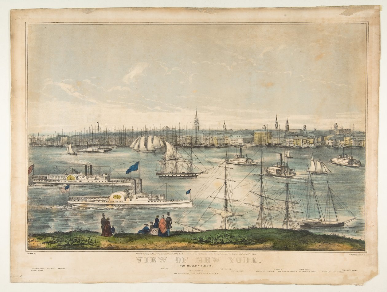 Utsikt over New York fra Brooklyn Heights, 1849. av Frances Flora Bond Palmer