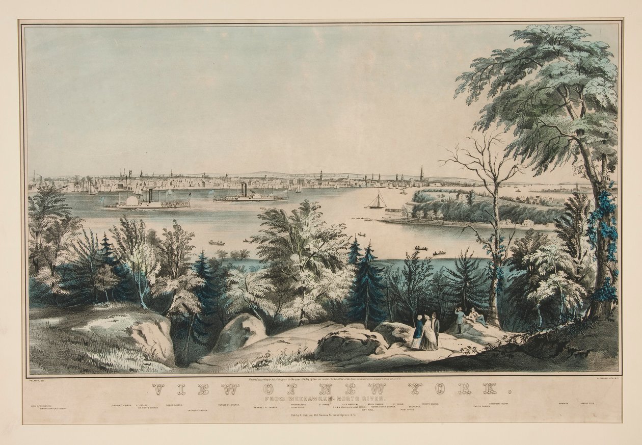 Utsikt over New York fra Weehawken-North River av Frances Flora Bond Palmer