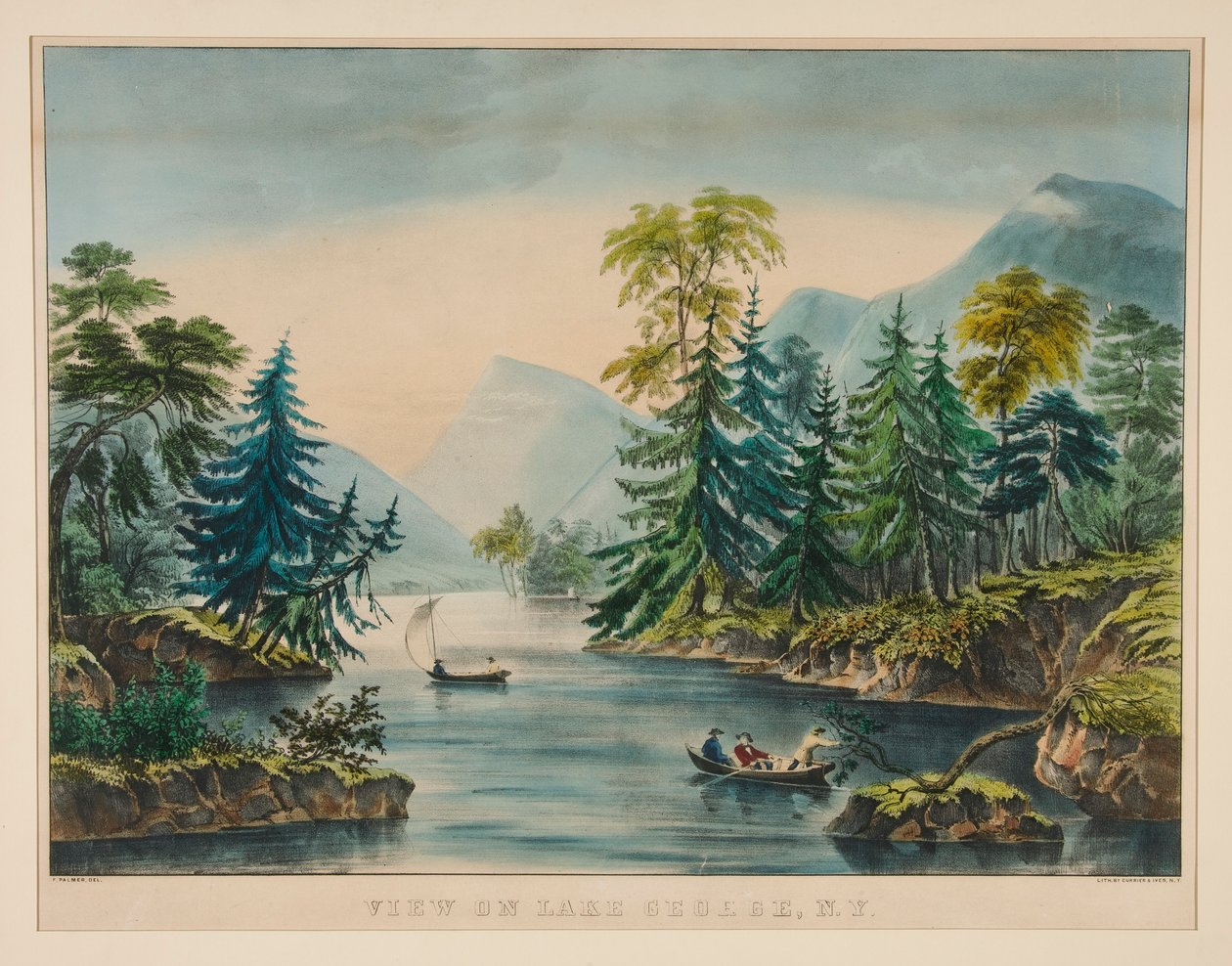 Utsikt over Lake George, NY av Frances Flora Bond Palmer