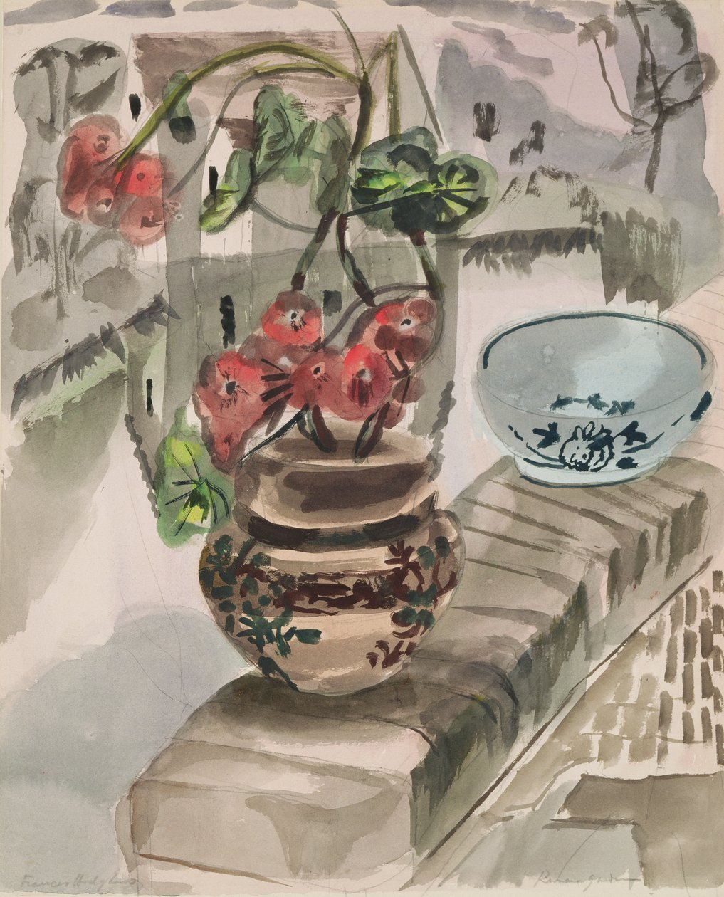 River Garden (akvarell på papir) av Frances Hodgkins