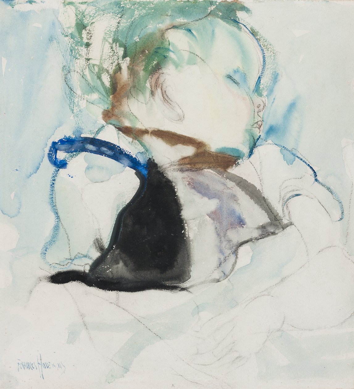 Sleeping Baby, ca. 1905 (blekk og akvarell på papir) av Frances Hodgkins
