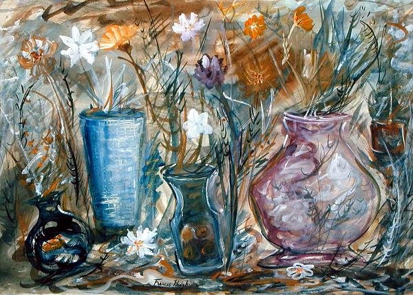 Vaser med blomster (akvarell på papir) av Frances Hodgkins